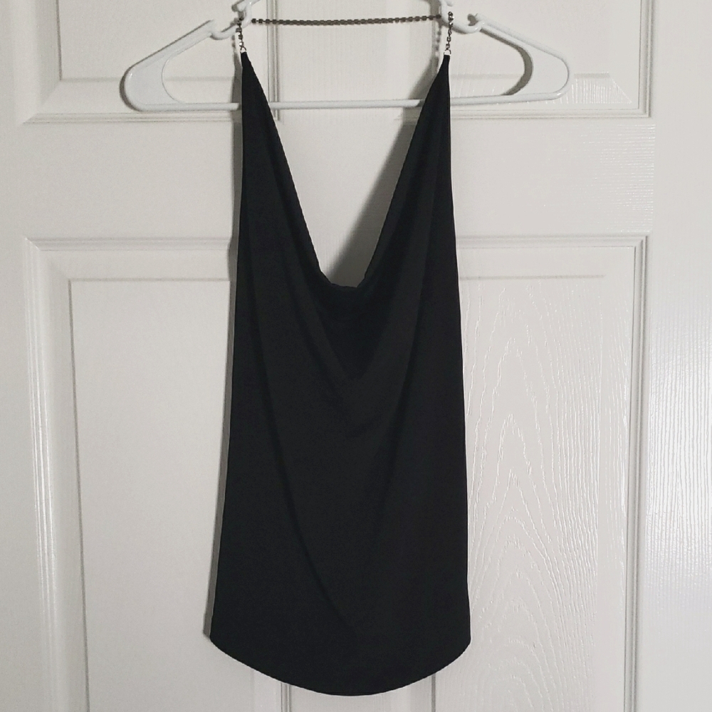 Cowl Neck Rhinestone Halter Top
